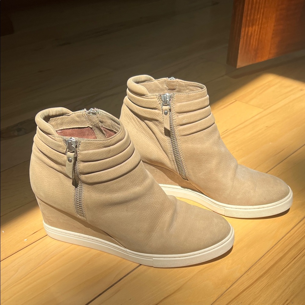 Linea Paolo Tan Wedge Ankle Boots